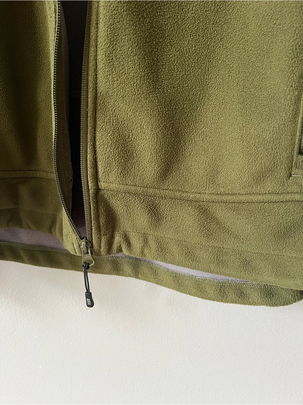 Lands' End Men's Olive Full-Zip Fleece Jacket XL 46/48 Adjustable Wrists
